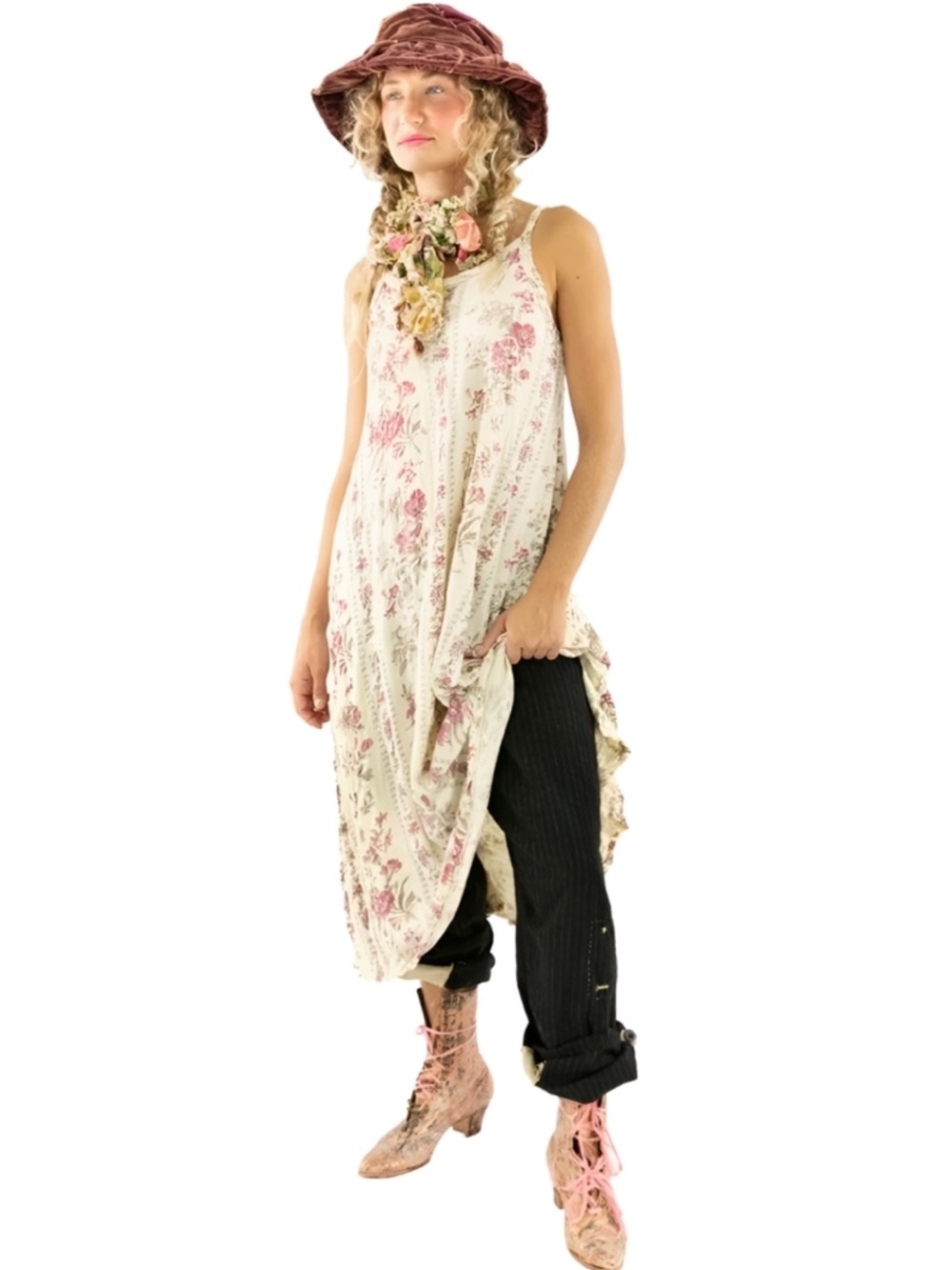 Magnolia Pearl Lana tank dress vintage ornate floral print